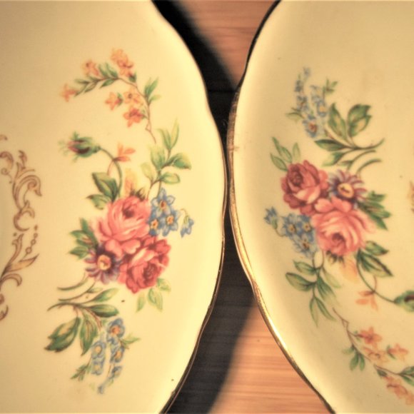Set of Two (2) New Chelsea Staffs Cups & Saucers Pink Floral Gold Rim England - Picture 3 of 5